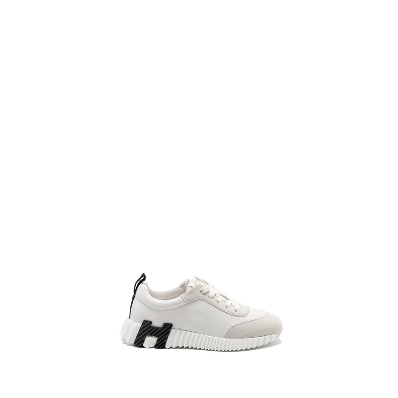 Hermes Size 37.5 Bouncing Sneakers Leather White/Black
