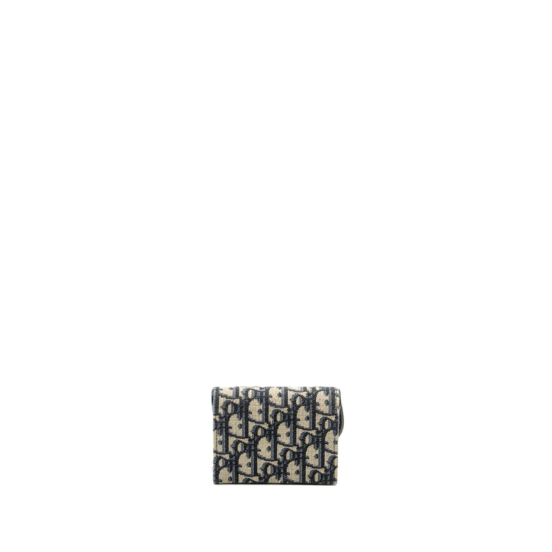 DIOR Saddle Lotus Wallet Blue Oblique Jacquard GHW