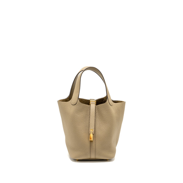 Hermes Picotin 18 Lock Bag Clemence Beige Marfa GHW Stamp W
