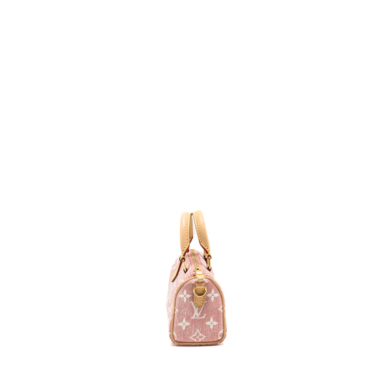 Louis Vuitton Nano Speedy Monogram Denim Pink GHW