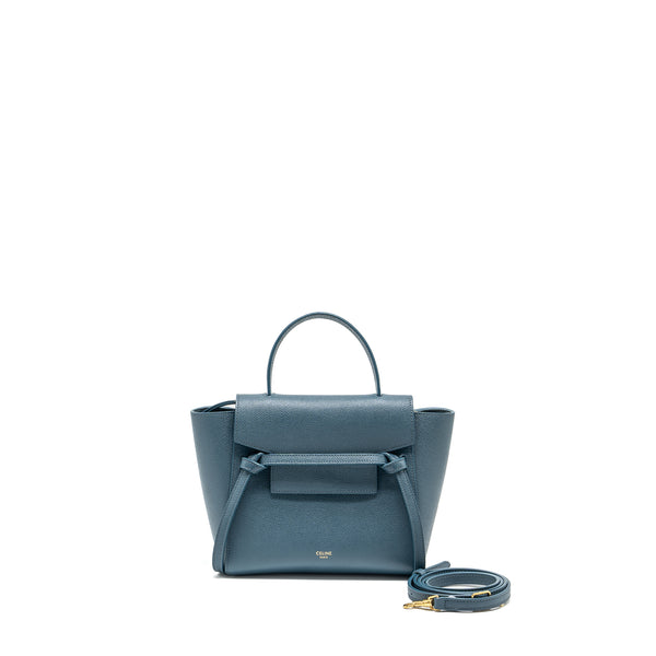 Celine nano belt bag Grained Calfskin Blue GHW