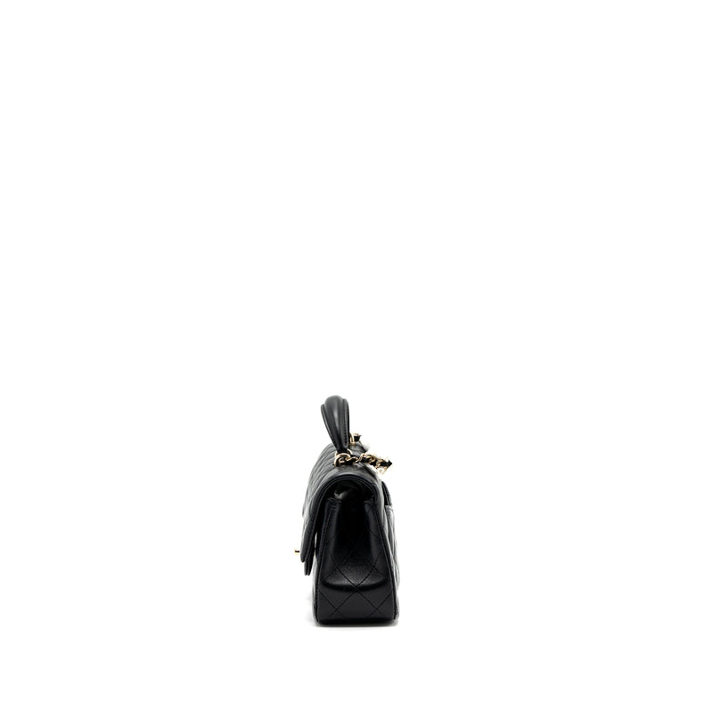 Chanel top handle mini Rectangular flap bag lambskin black LGHW (Microchip )