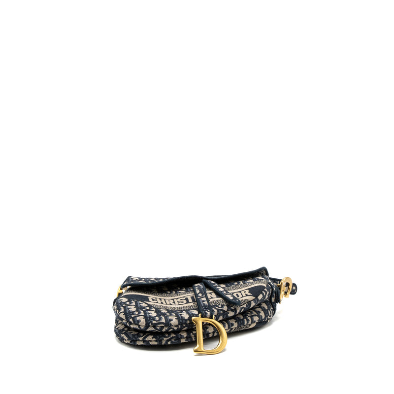 Dior Saddle Bag Blue Oblique Embroidery GHW