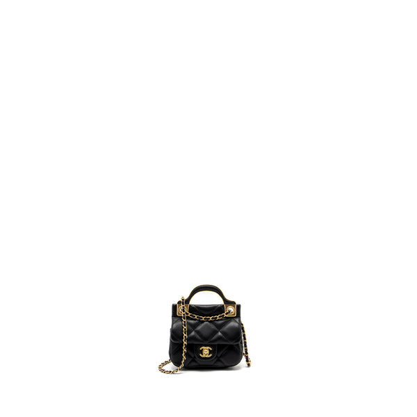 Chanel 21K Mini Flap Bag Calfskin Black Brushed GHW