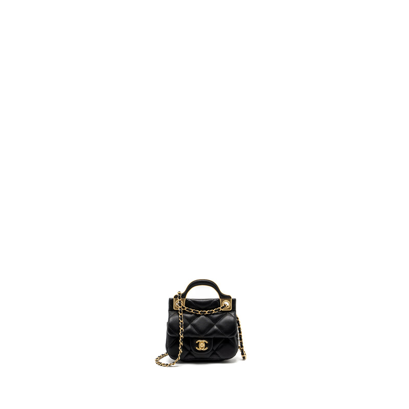 Chanel 21K Mini Flap Bag Calfskin Black Brushed GHW