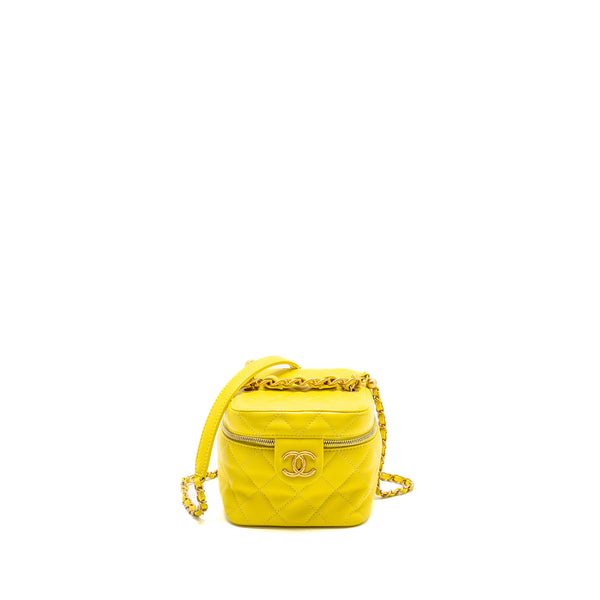 Chanel CC Vanity Case Bag Calfskin Yellow GHW (Microchip)