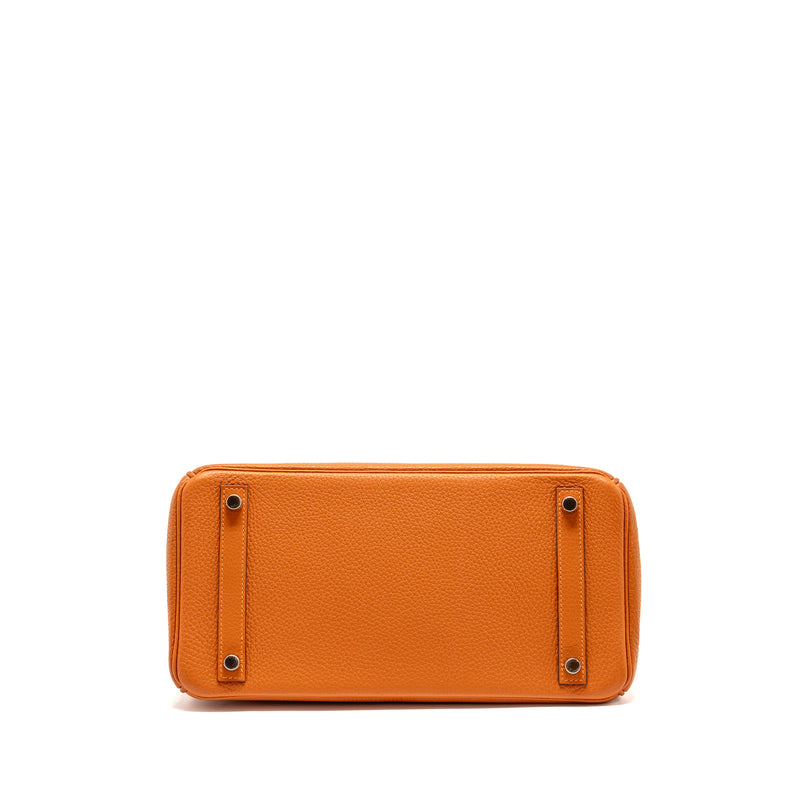 Hermes Birkin 30 Clemence Orange SHW Stamp Square I