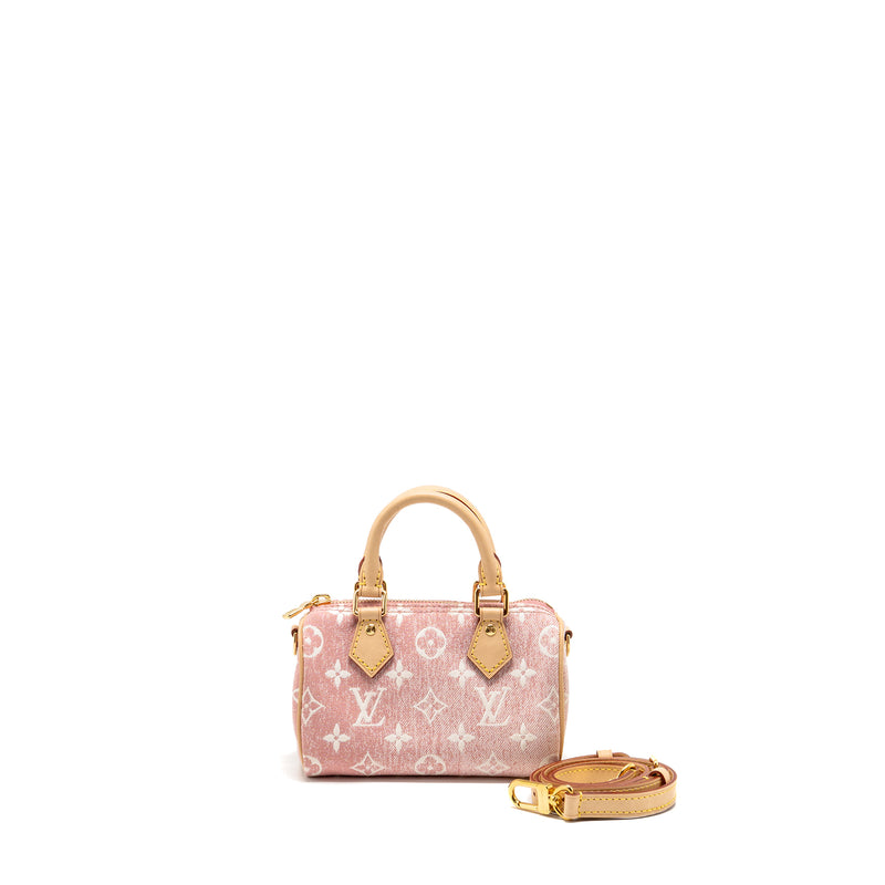 Louis Vuitton Nano Speedy Monogram Denim Pink GHW