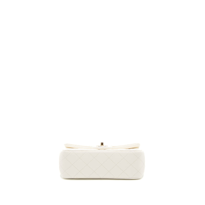 Chanel 23C Pearl Crush Mini Rectangular Flap Bag Lambskin White LGHW (Microchip)