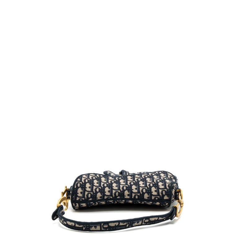 Dior Saddle Bag Blue Oblique Embroidery GHW