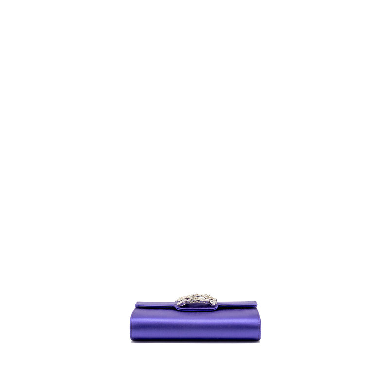 Roger Vivier Efflorescence Mini Clutch Silk Blend Satin Purple SHW