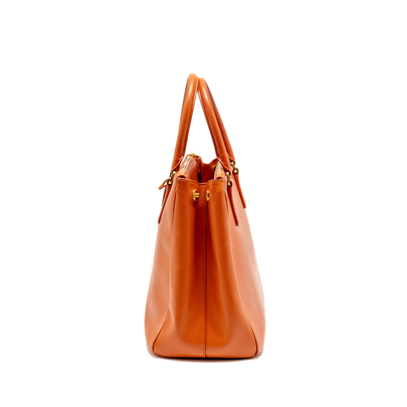 PRADA Large Saffiano Tote Bag Leather Orange GHW