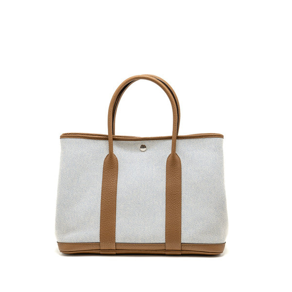 Hermes Garden Party 36 Negonda/Canvas Ecru/Alezan/Blue Bill SHW Stamp Z
