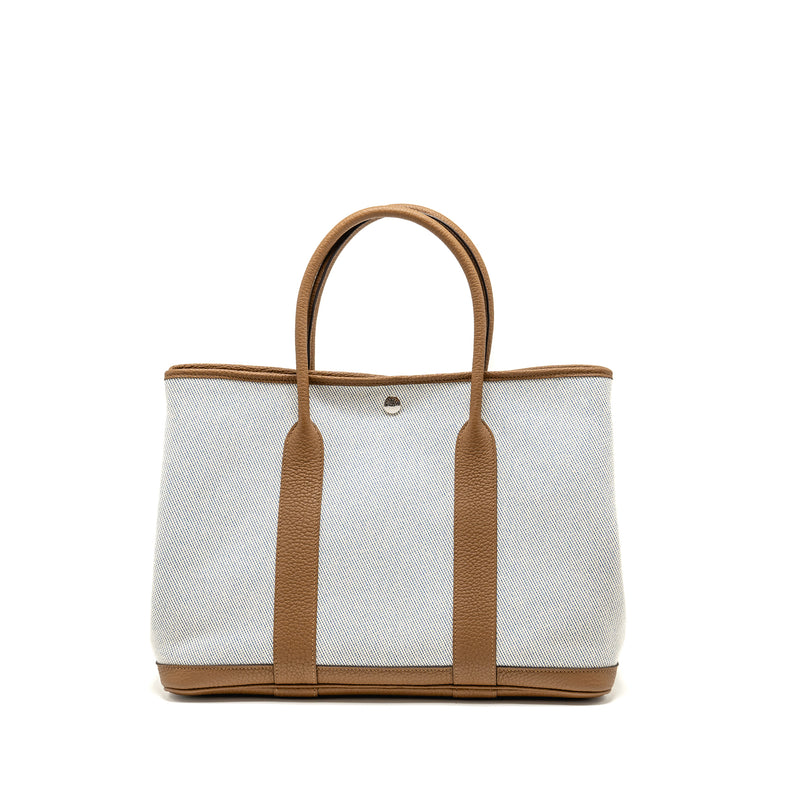 Hermes Garden Party 36 Negonda/Canvas Ecru/Alezan/Blue Bill SHW Stamp Z