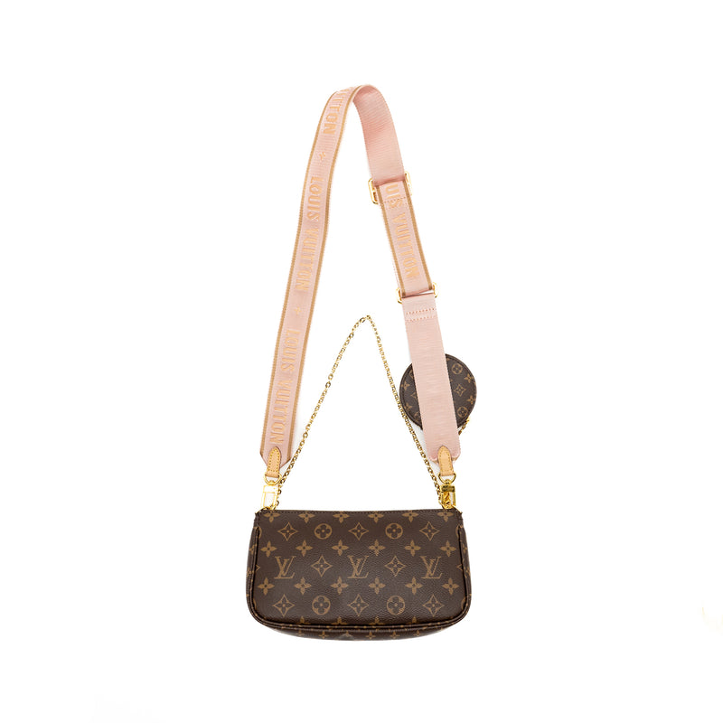 Louis Vuitton Multi Pochette Accessories Monogram Canvas Pink Strap GHW