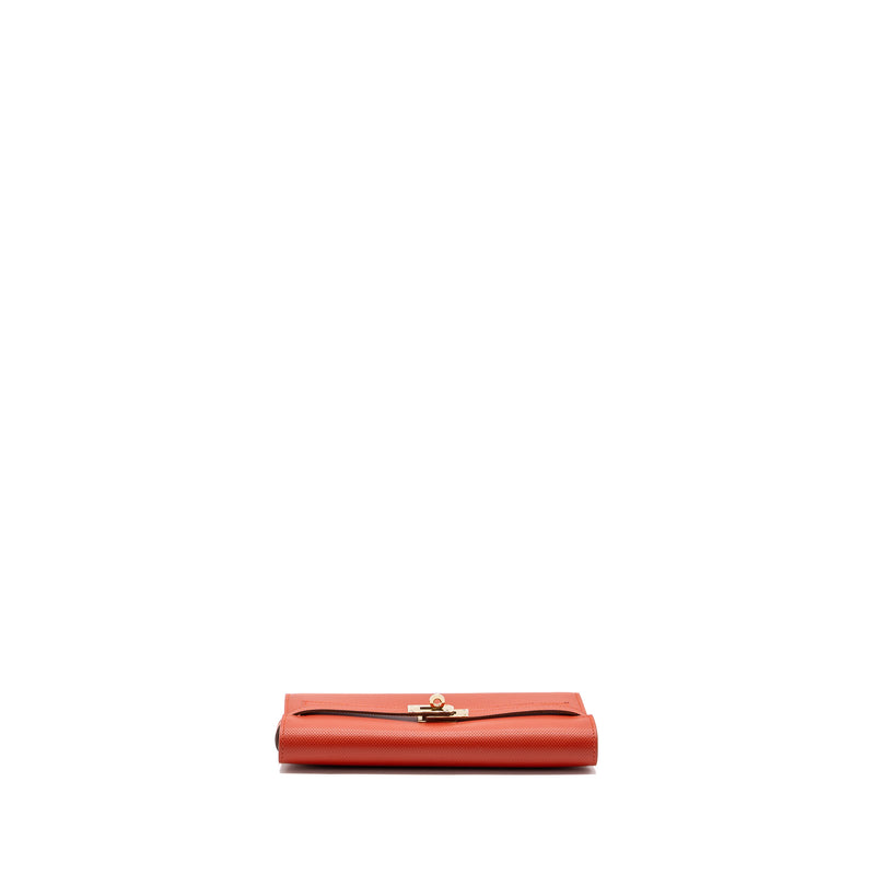 Hermes Kelly Long Wallet Grain Sanguine GHW Stamp Square Q