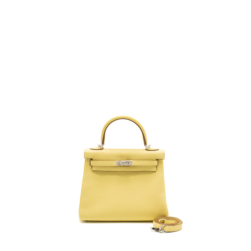 Hermes Kelly 25 Togo 1Z Jaune Poussin SHW Stamp B