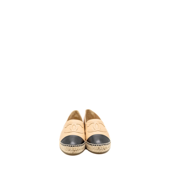 Chanel Size 40 Espadrilles Lambskin Beige/Black