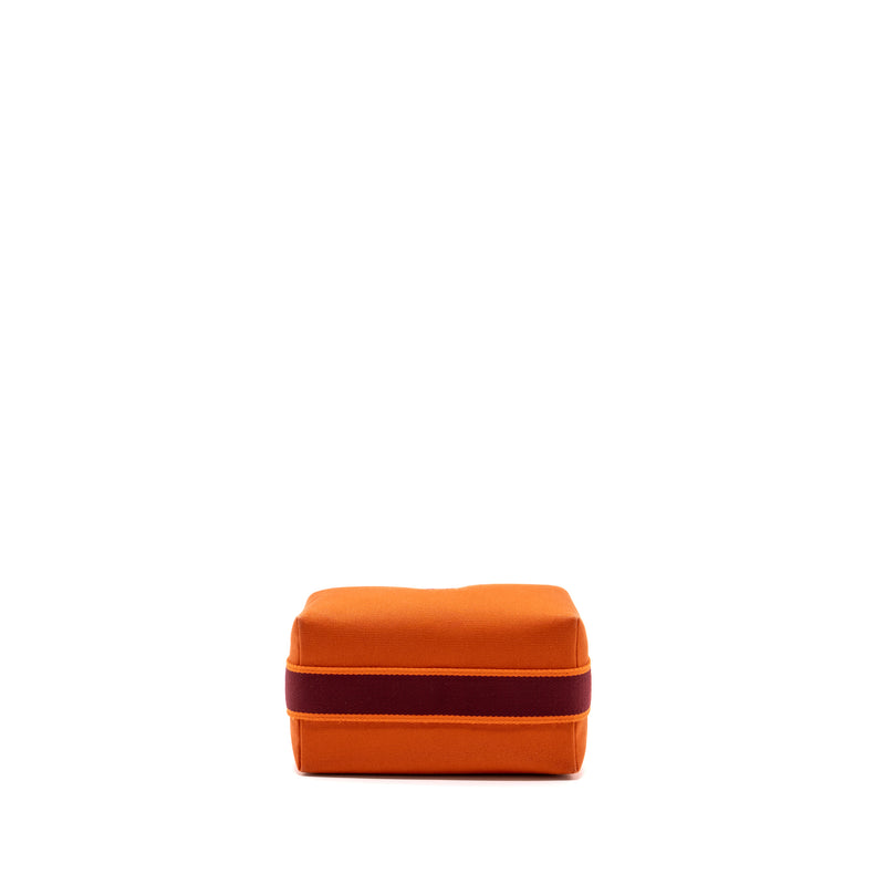 Hermes Trousse De Toilette Bride A Brac PM Travel Pouch Canvas Orange Feu SHW