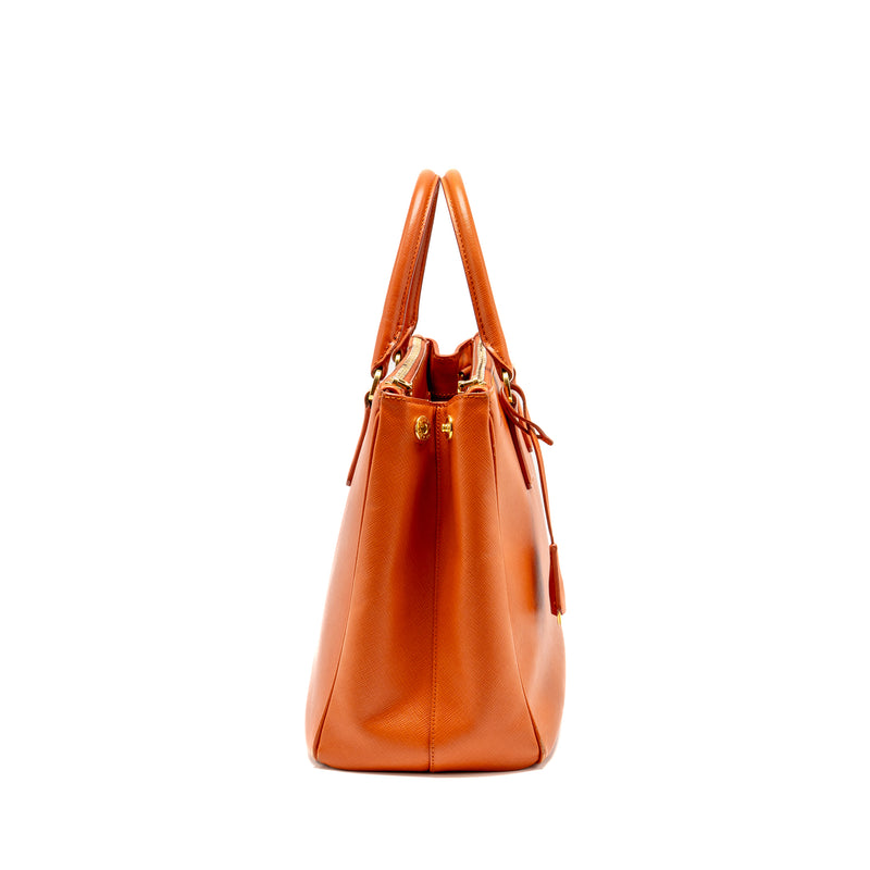 PRADA Large Saffiano Tote Bag Leather Orange GHW