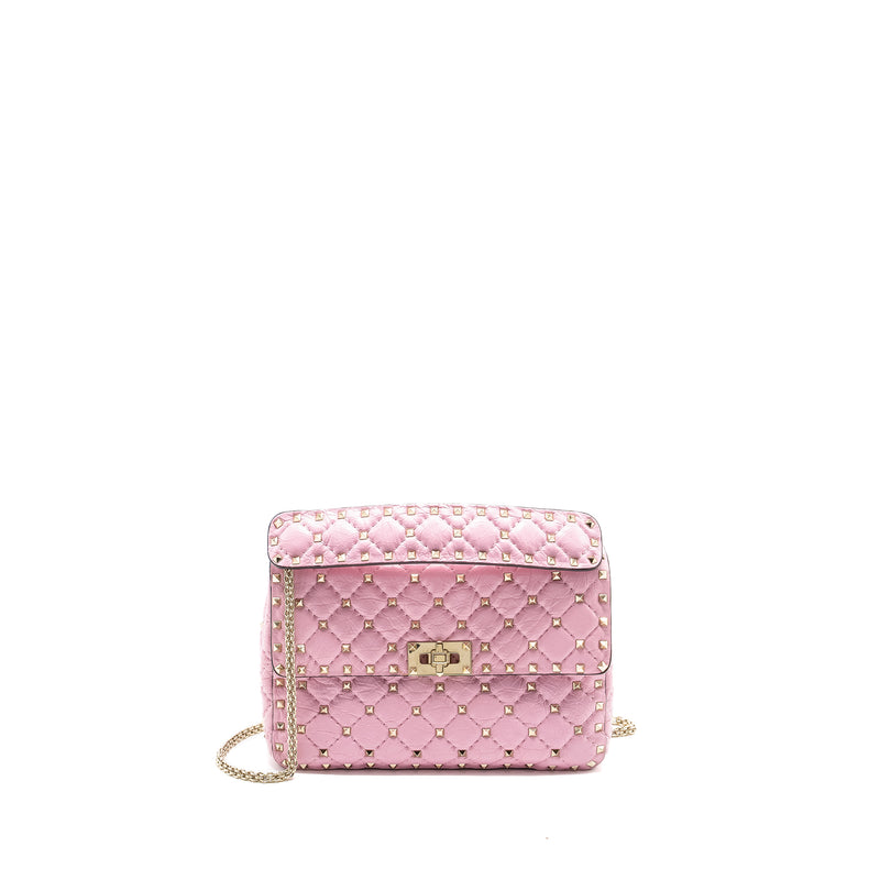 Valentino Medium Rockstud Spike Bag leather Pink GHW