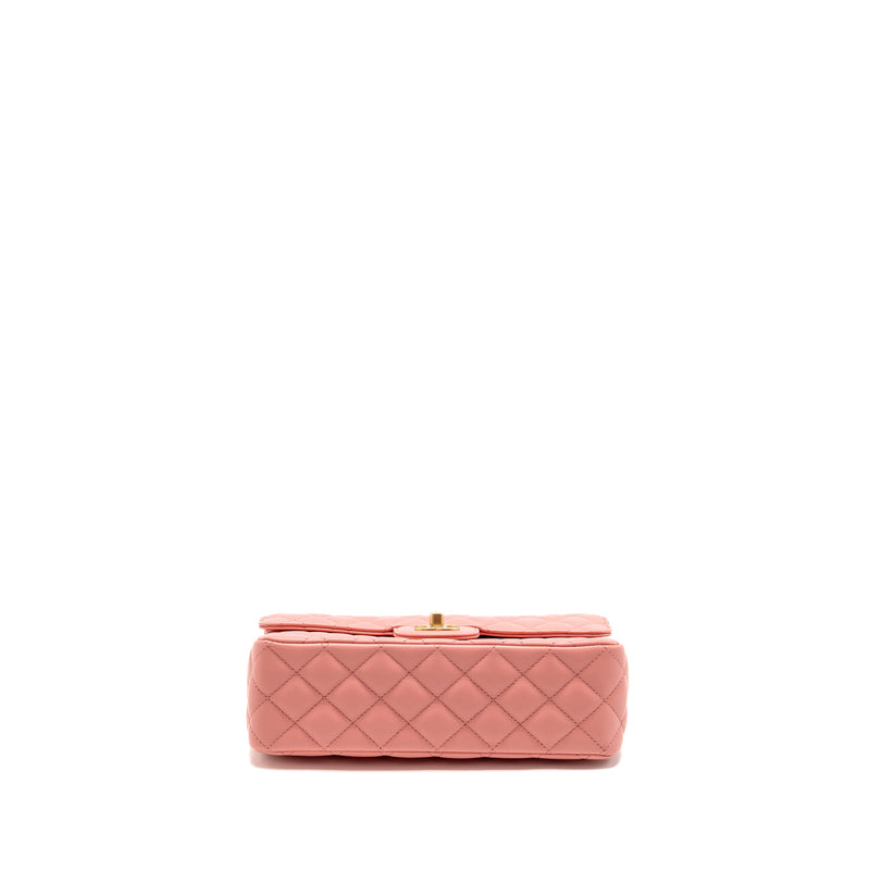 Chanel 23k detail top handle flap bag Lambskin pink GHW (microchip)