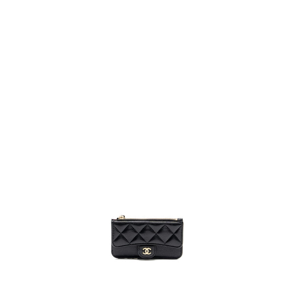 Chanel Flap with Zip Card Holder Caviar Black LGHW (Microchip)