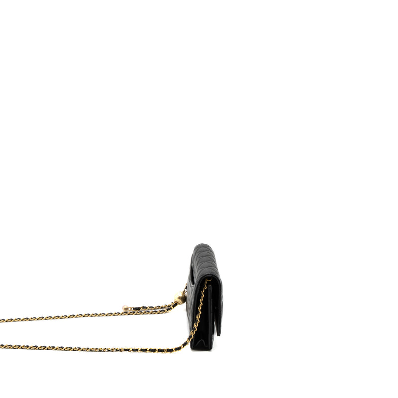 Chanel Pearl Crush Wallet on Chain Lambskin Black GHW (Microchip)