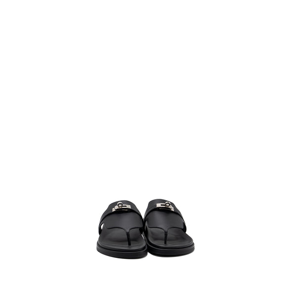 Hermes Size 39 Empire Sandals Calfskin Black SHW