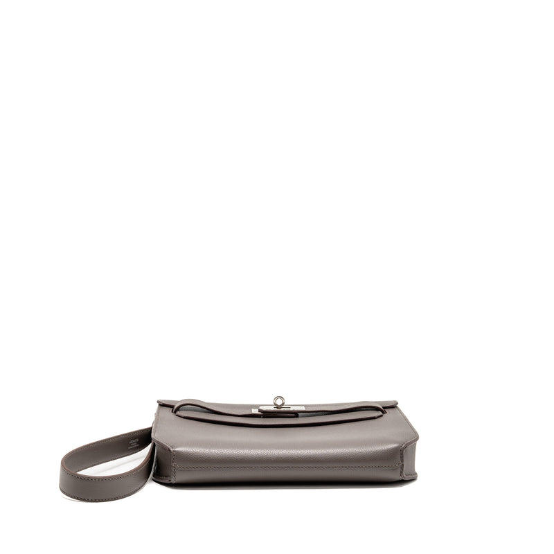 Hermes Pochette Kelly Depeches 25 Evercolor gris Etain SHW stamp Z