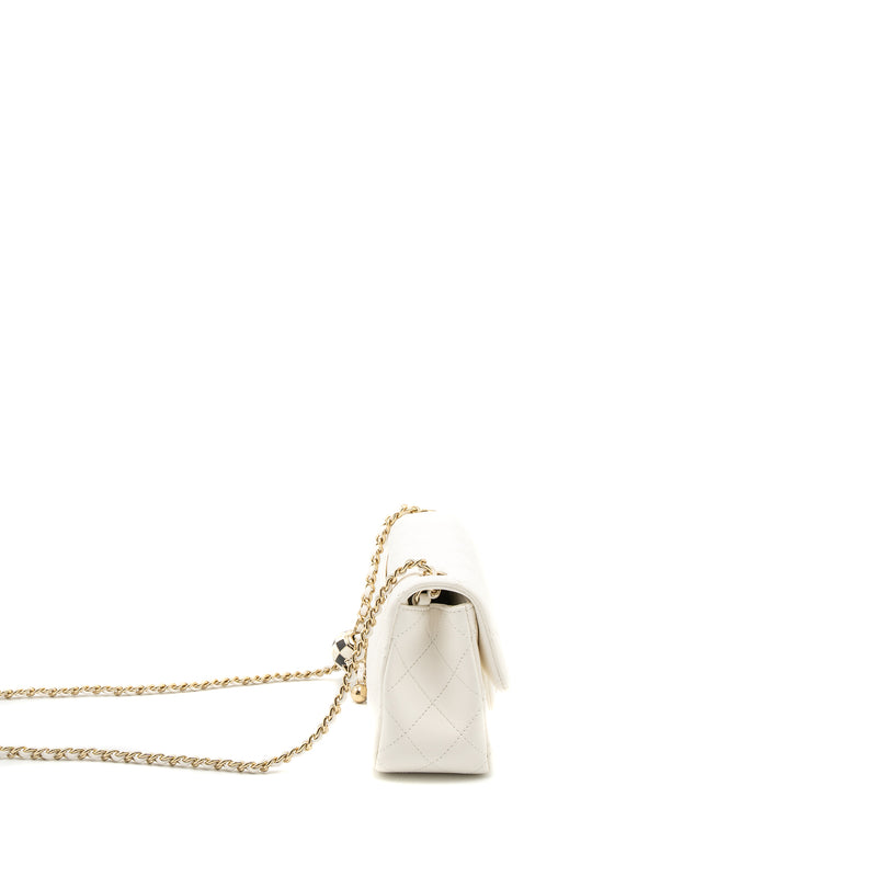 Chanel 23C Pearl Crush Mini Rectangular Flap Bag Lambskin White LGHW (