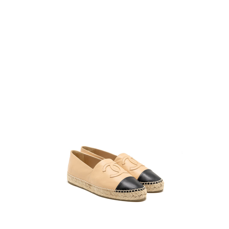 Chanel Size 40 Espadrilles Lambskin Beige/Black