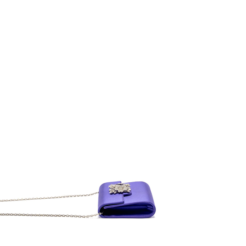Roger Vivier Efflorescence Mini Clutch Silk Blend Satin Purple SHW