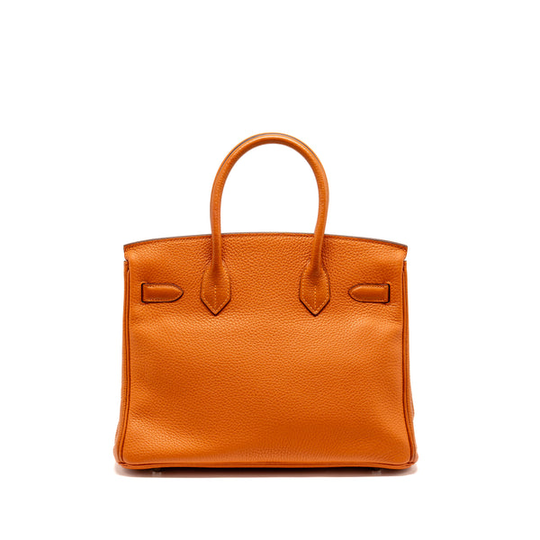 Hermes Birkin 30 Clemence Orange SHW Stamp Square I