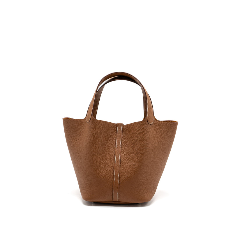Hermes Picotin 22 Lock Bag Clemence Gold SHW Stamp B