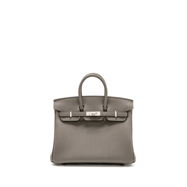 Hermes Birkin 25 togo gris Meyer SHW stamp U