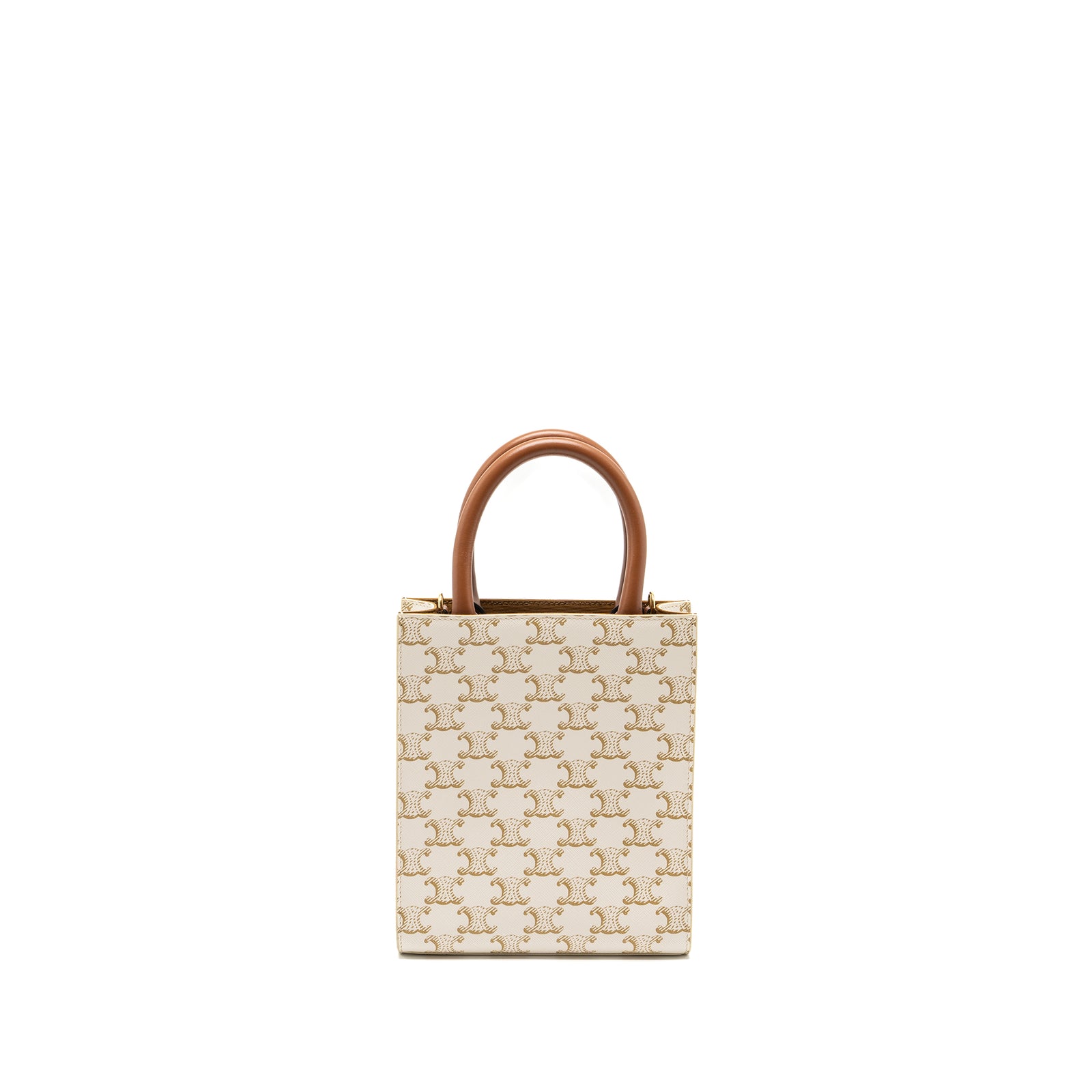 Celine Mini Vertical Cabas in Triomphe Canvas/Calfskin White GHW