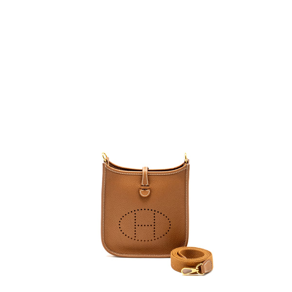 Hermes Mini Evelyne Taurillon Maurice Gold GHW STAMP Z