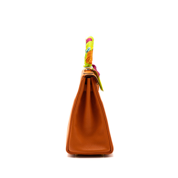 Hermes kelly 28 clemence leather 93 orange GHW stamp X
