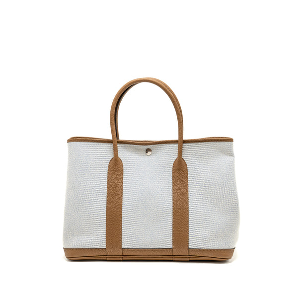 Hermes Garden Party 36 Negonda/Canvas Ecru/Alezan/Blue Bill SHW Stamp Z