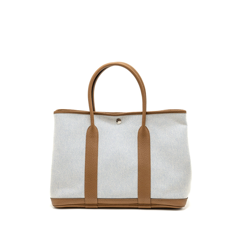 Hermes Garden Party 36 Negonda/Canvas Ecru/Alezan/Blue Bill SHW Stamp Z