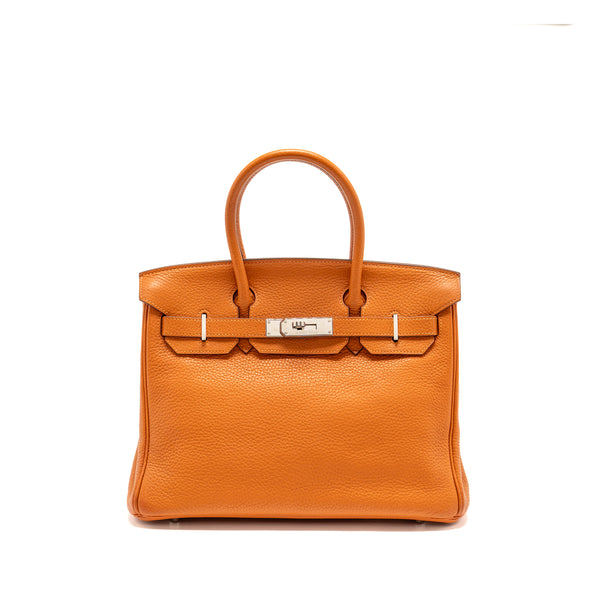 Hermes Birkin 30 Clemence Orange SHW Stamp Square I