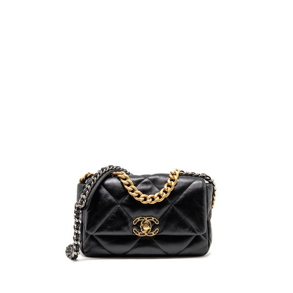 Chanel Small 19 bag goatskin black multicolor hardware (microchip)