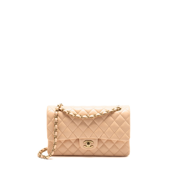 Chanel Medium Classic Double Flap Bag Caviar NN269 Beige LGHW (microchip)