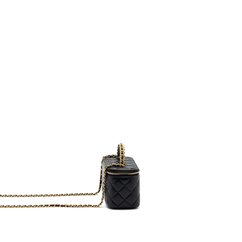 Chanel Top Handle Long Vanity Lambskin Black GHW (microchip)