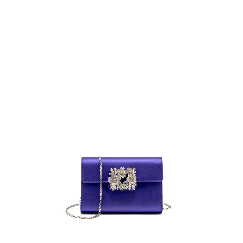 Roger Vivier Efflorescence Mini Clutch Silk Blend Satin Purple SHW