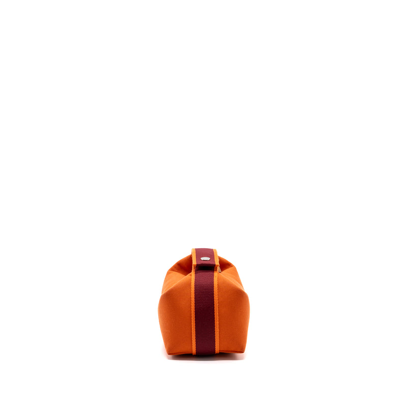 Hermes Trousse De Toilette Bride A Brac PM Travel Pouch Canvas Orange Feu SHW