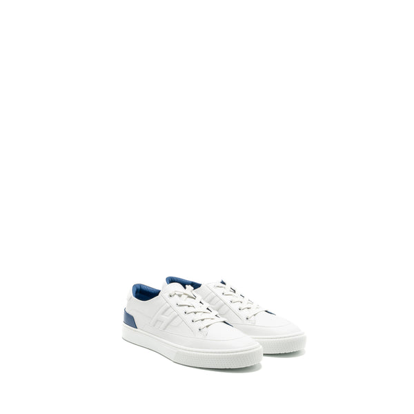 Hermes Size 43 Homme Deep Sneaker Calfskin White/Blue