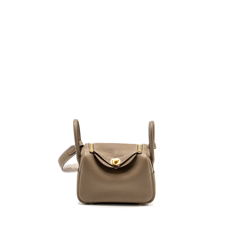 Hermes Mini Lindy Clemence Etoupe GHW Stamp W