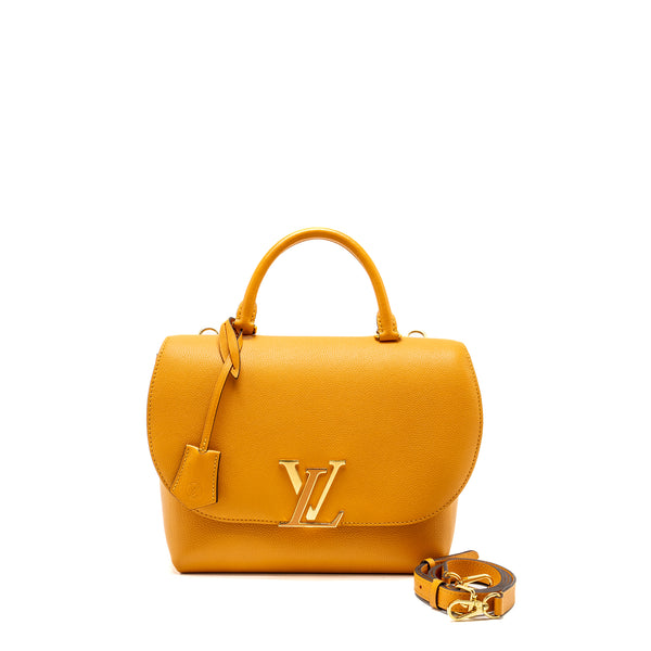 Louis Vuitton Top handle flap bag calfskin yellow GHW